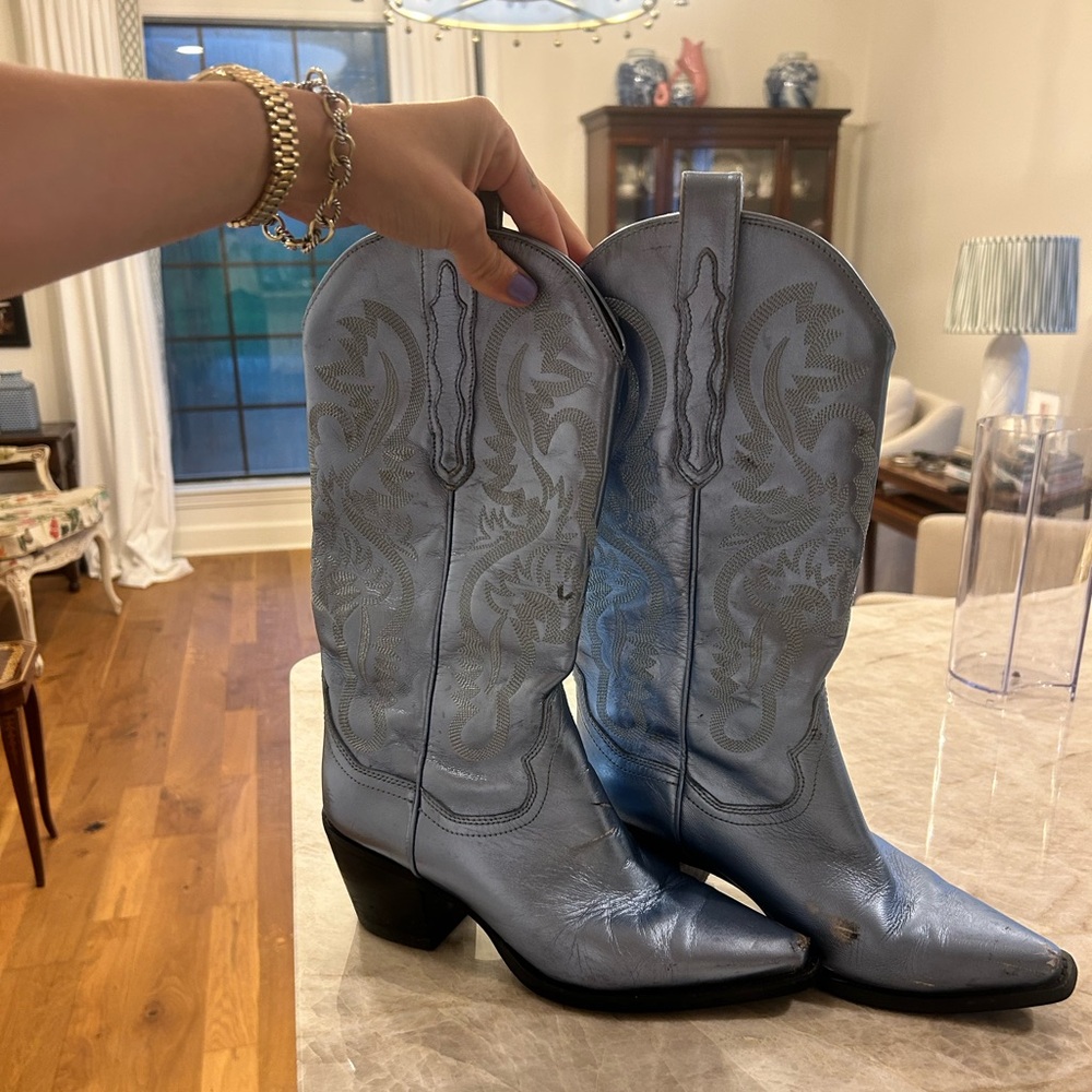 Jeffrey Campbell Dagget Boots Metallic Blue